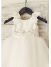 Taffeta Tulle Tutu Flower Girl Dress With Beading Sash
